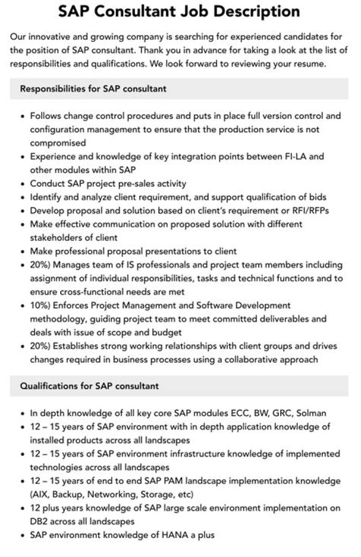 What are the roles and responsibilities of an SAP consultant?