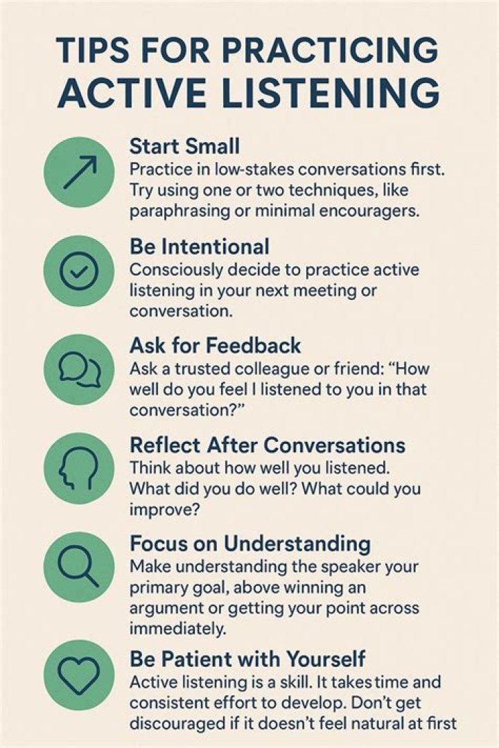 What are three things that you can do to actively listen when someone else is talking to you?